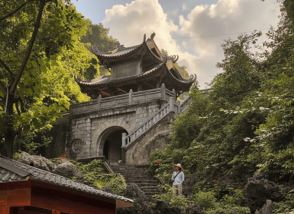 A white outfit will make you shine beautifully in every photo at Am Tien Cave