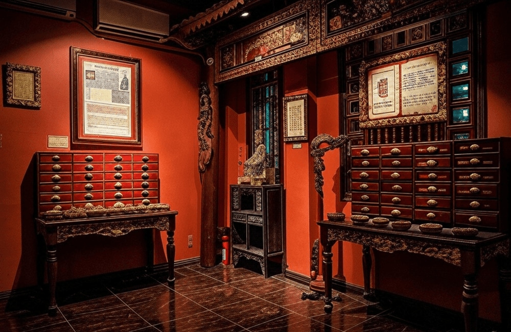 The interior is decorated in a royal court style (Source: Bảo Tàng Y Học Cổ Truyền - Fito Museum)