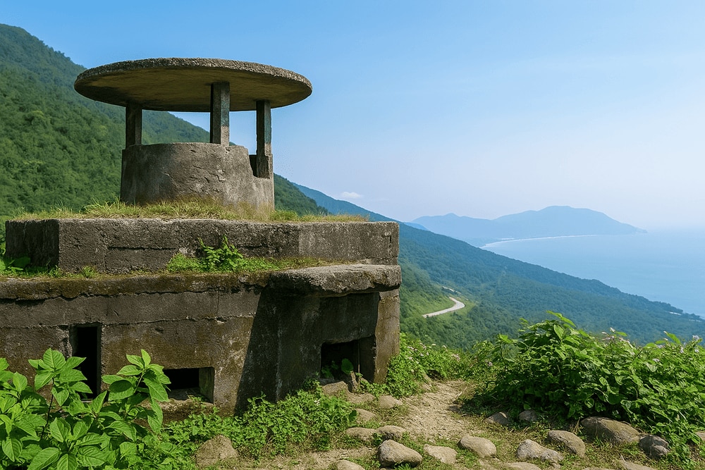 A weathered French-era bunker atop Hai Van Pass, standing as a silent witness to Vietnam’s history (Source: Internet)