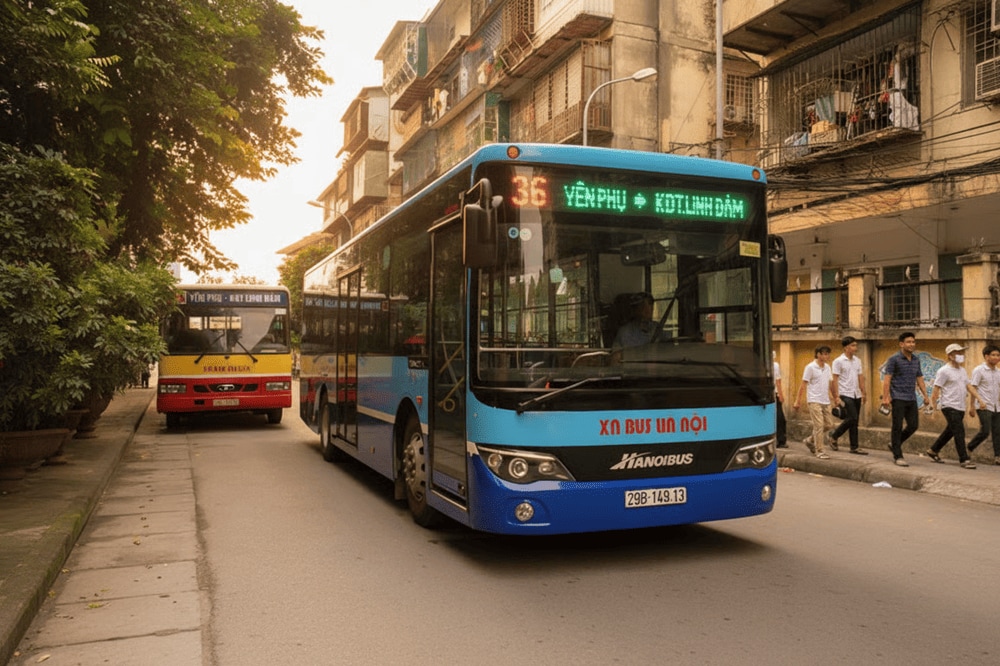 Bus route 36 stops opposite 16 Phung Hung, near the train street