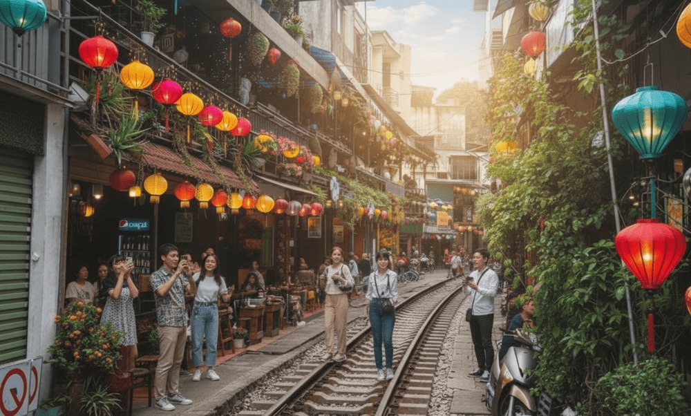 It attracts many tourists who enjoy taking photos with the train tracks