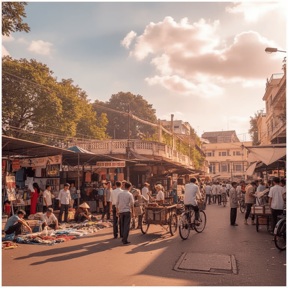 This vintage photo of the street recalls an old Saigon, marked by historical transitions through the ages