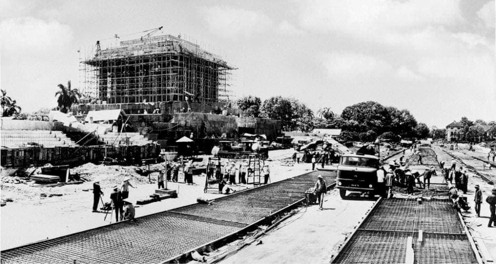 Ho Chi Minh Mausoleum was under construction, captured in 1972