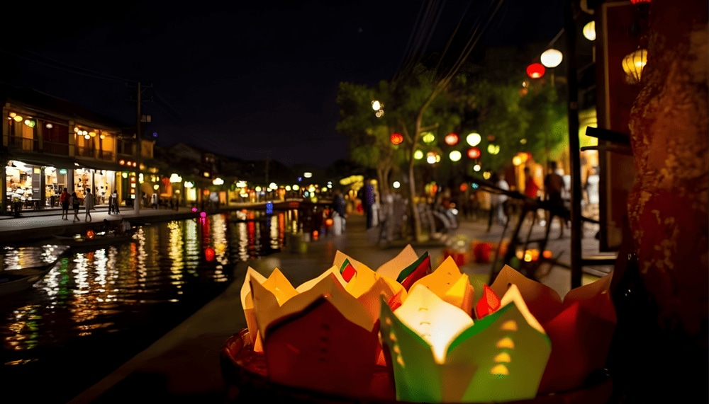 During the festival, you can buy handmade lanterns from street vendors and participate in lantern-releasing activities