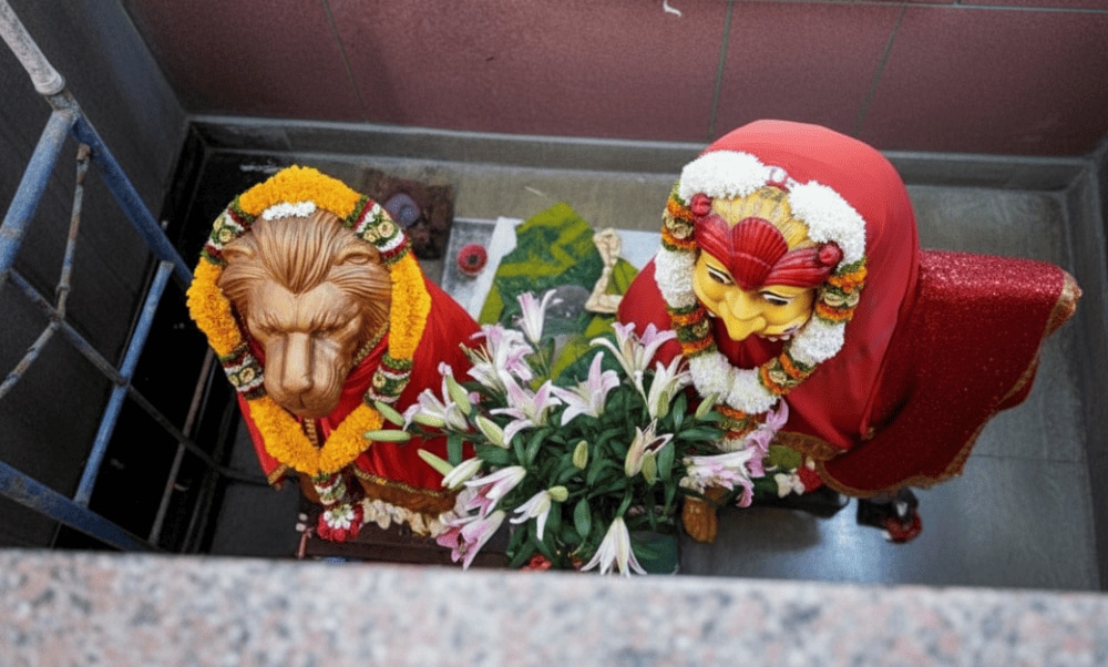 Visitors and devotees learn more about Hinduism in a solemn space