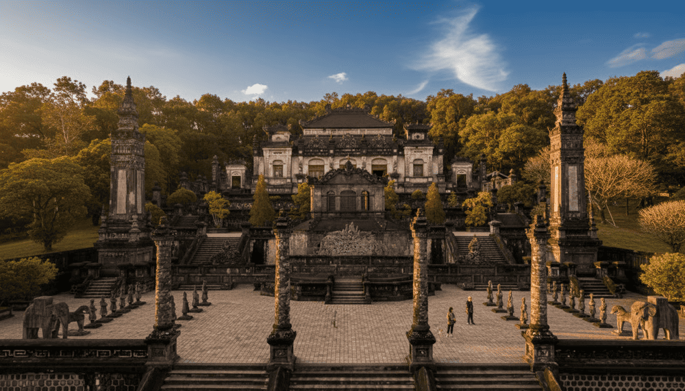 As the last tomb built during the Nguyen Dynasty, the Mausoleum of Emperor Khai Dinh blends tradition with modernity and remains a vital part of the country’s heritage