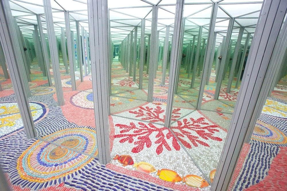 Inside the newly-renovated mirror house (nha guong)