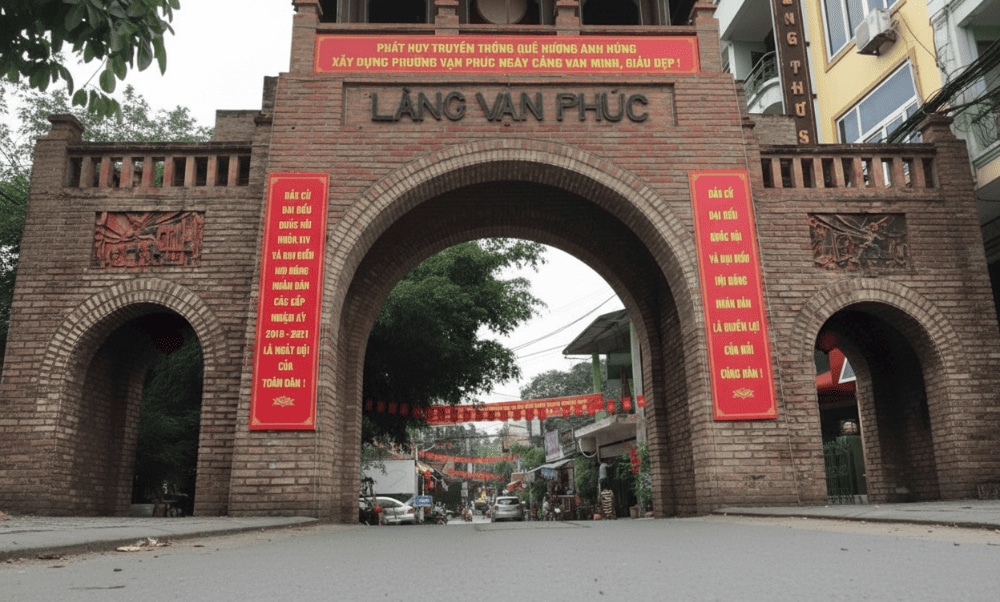 Built from rustic red bricks, the gate embodies classic Vietnamese village architecture, evoking nostalgia and history