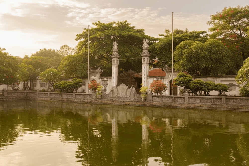 The ancient Van Phuc Communal House captivates visitors upon entering Van Phuc Silk Village