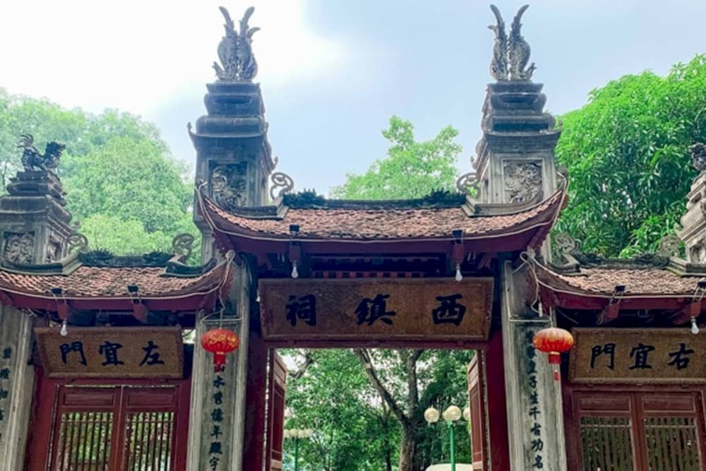 The temple roof follows the traditional style of ancient Vietnamese temples