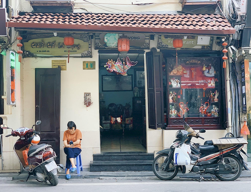 The iconic turmeric fish restaurant at 14 Cha Ca Street, a must-visit spot in Hanoi’s Old Quarter