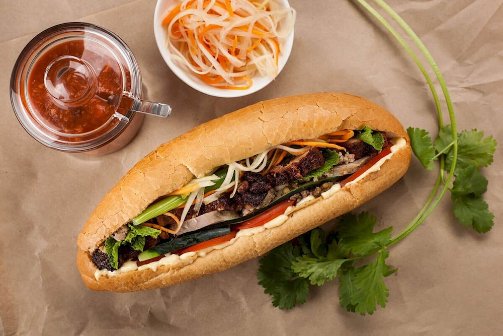 Banh mi is the perfect snack or light meal, loved for its crunchy, savory, and slightly spicy flavors