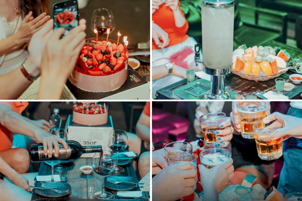 활기찬 환경에서 음료와 맛있는 바바이트를 즐길 수 있습니다.