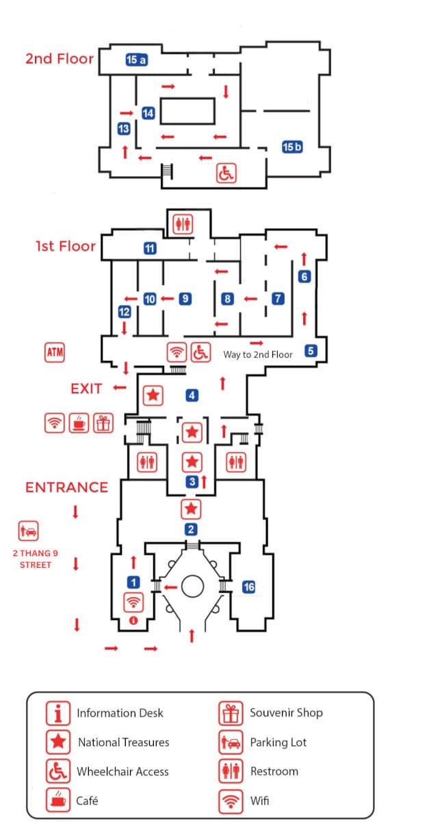 Visitors’ map of the Da Nang Museum of Cham Sculpture, a handy guide to explore exhibitions 