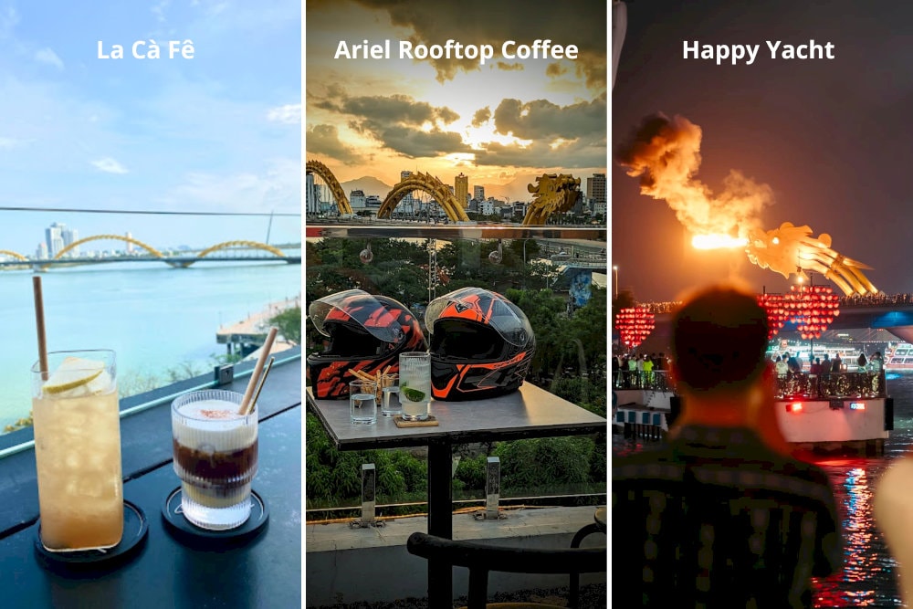 Stunning viewpoints to admire the Dragon Bridge at night from cafés