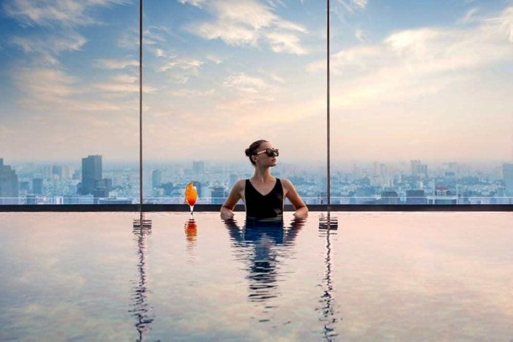 The pool offers an unparalleled view of Ho Chi Minh City