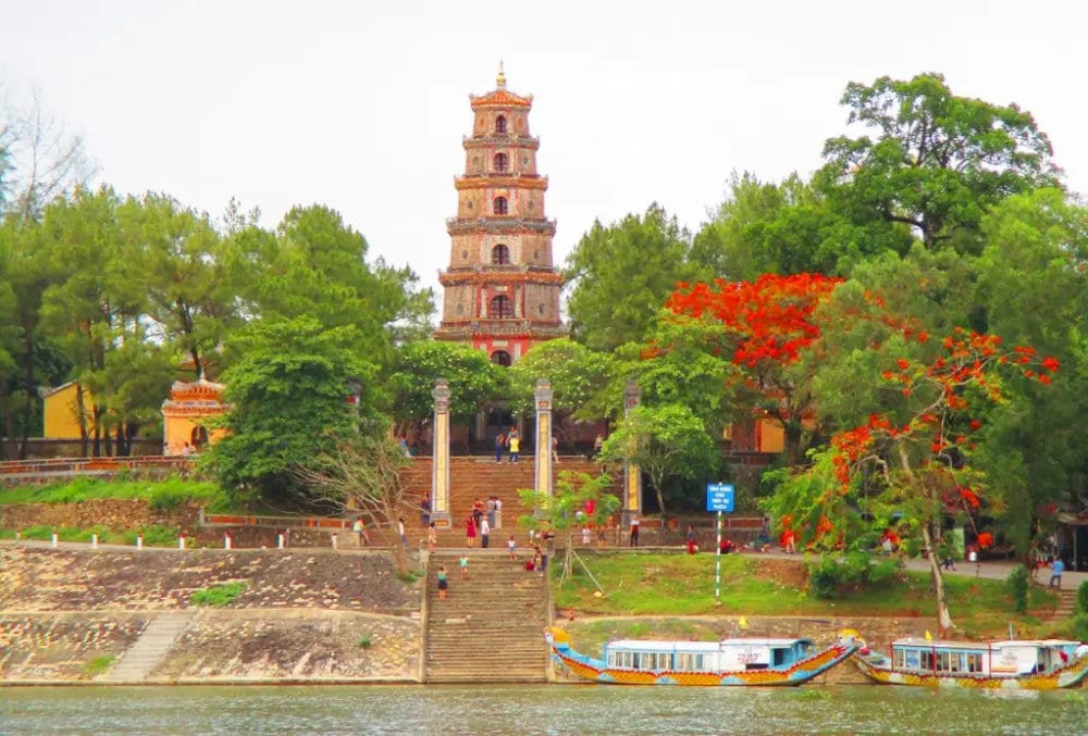 The ancient and famous temple in Hue is renowned for its sacredness