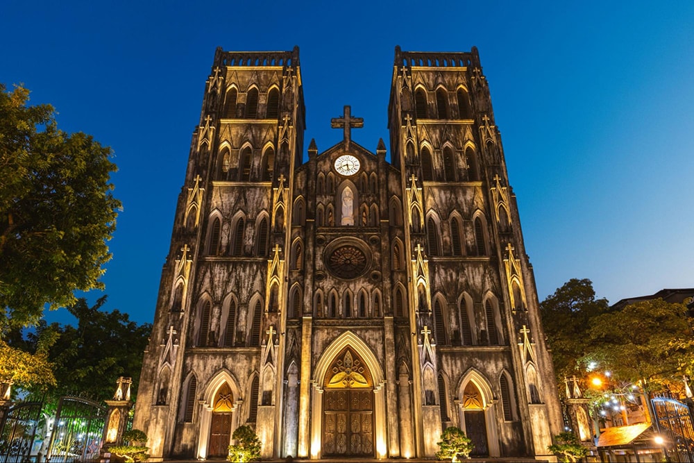 Inside the St. Joseph's Cathedral at night